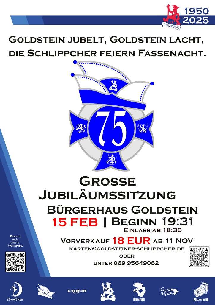 Plakat Große Sitzung 2025 15. Februar 2025 Goldsteiner Schlippcher